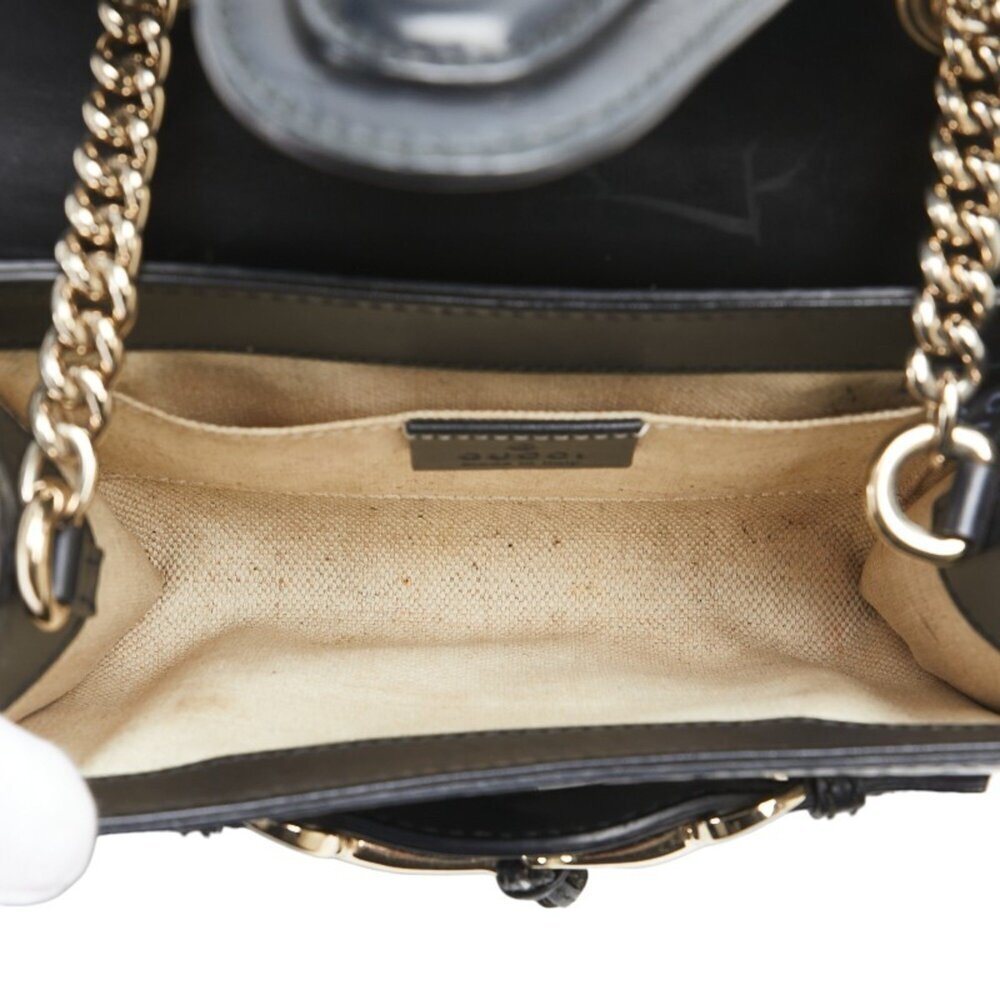 GUCCI Black Leather Horsebit Shoulder Bag - Picture 7 of 15